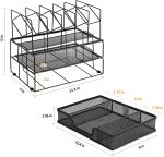 gianotter Desk Organizers and Accessories, Office Supplies Desk Organizer with Sliding Drawer, Double Tray and 5 Upright Sections (Black) - Image 6